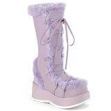 Peau 7 cm CUBBY-311 gothique bottes  lacets femme plateforme lavande