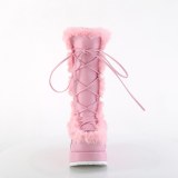 Peau 7 cm CUBBY-311 gothique bottes  lacets femme plateforme rose