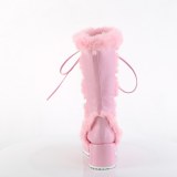 Peau 7 cm CUBBY-311 gothique bottes  lacets femme plateforme rose