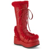 Peau 7 cm CUBBY-311 gothique bottes  lacets femme plateforme rouges