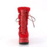 Peau 7 cm CUBBY-311 gothique bottes à lacets femme plateforme rouges