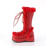 Peau 7 cm CUBBY-311 gothique bottes à lacets femme plateforme rouges