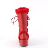 Peau 7 cm CUBBY-311 gothique bottes  lacets femme plateforme rouges