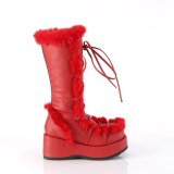 Peau 7 cm CUBBY-311 gothique bottes  lacets femme plateforme rouges