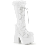 Peau blanc 13 cm CAMEL-311 bottes plateforme chunky talons pais