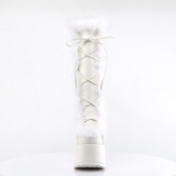 Peau blanc 13 cm CAMEL-311 bottes plateforme chunky talons pais