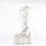 Peau blanc 13 cm CAMEL-311 bottes plateforme chunky talons pais