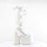 Peau blanc 13 cm CAMEL-311 bottes plateforme chunky talons épais