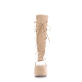 Peau brun 13 cm CAMEL-311 bottes plateforme chunky talons pais