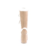 Peau brun 13 cm CAMEL-311 bottes plateforme chunky talons pais