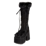 Peau noires 13 cm CAMEL-311 bottes plateforme chunky talons pais