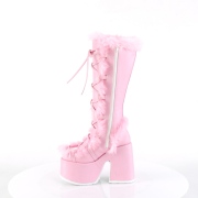 Peau rose 13 cm CAMEL-311 bottes plateforme chunky talons pais