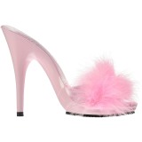 Pink 13 cm POISE-501F plumes de marabout Mules Chaussures