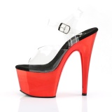 Plateforme chrom rouge 18 cm Pleaser ADORE-708 talons hauts de stripteaseuses