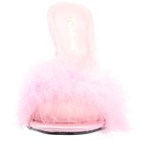 Rose 10 cm CLASSIQUE-01F mules femmes avec plumes de marabout