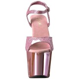 Rose 18 cm Pleaser REVOLVER-709G Talons Aiguilles Chrome Plateforme