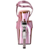 Rose 18 cm Pleaser REVOLVER-709G Talons Aiguilles Chrome Plateforme