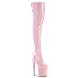 Rose 20 cm FLAMINGO-3000HWR Hologramme bottes overknee plateforme de pole dance