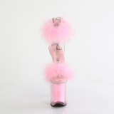 Rose 20 cm FLAMINGO-824F sandales  talons hauts et plumes pole dance