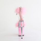 Rose 20 cm FLAMINGO-824F sandales  talons hauts et plumes pole dance