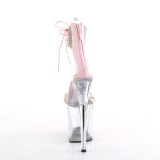 Rose 20 cm FLAMINGO-827RS transparentes plateforme talon haut avec bande de cheville