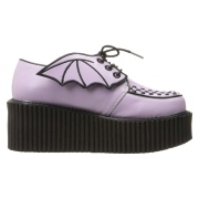 Rose 7,5 cm CREEPER-205 chaussures creepers femmes ailes de chauve-souris