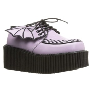 Rose 7,5 cm CREEPER-205 chaussures creepers femmes ailes de chauve-souris