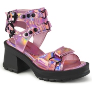 Rose 7 cm Demonia BRATTY-07 sandale plateforme chunky talon pais