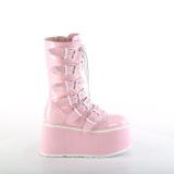 Rose Hologramme 9 cm DAMNED-225 plateformes bottes  boucles pour femmes