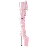 Rose Verni 25,5 cm BEYOND-3028 bottes trs hauts - cuissardes plateforme extrme