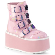 Rose Vernis 9 cm DAMNED-105 bottines avec boucles