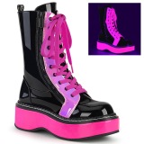 Rose neon 5 cm EMILY-350 bottines cyberpunk plateforme