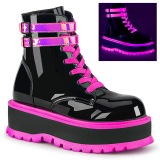 Rose neon 5 cm SLACKER-52 bottines cyberpunk plateforme