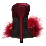 Rouge 10 cm CLASSIQUE-01F mules femmes avec plumes de marabout