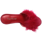 Rouge 10 cm CLASSIQUE-01F mules femmes avec plumes de marabout