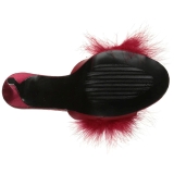 Rouge 10 cm CLASSIQUE-01F mules femmes avec plumes de marabout