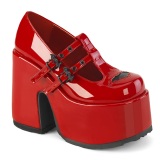 Rouge 13 cm Demonia CAMEL-55 chaussure plateforme chunky talon pais