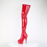 Rouge 15 cm DELIGHT-4000 Vinyle plateforme bottes cuissardes crotch haute