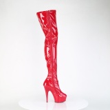 Rouge 15 cm DELIGHT-4000 Vinyle plateforme bottes cuissardes crotch haute