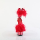 Rouge 15 cm DELIGHT-624F sandales  talons hauts et plumes pole dance