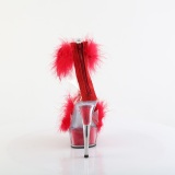 Rouge 15 cm DELIGHT-624F sandales  talons hauts et plumes pole dance