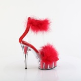 Rouge 15 cm DELIGHT-624F sandales  talons hauts et plumes pole dance