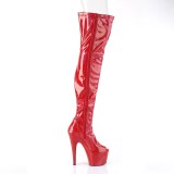 Rouge 18 cm ADORE-3011HWR Hologramme plateforme bottes cuissardes bout ouvert