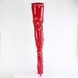 Rouge 18 cm ADORE-4000 Vinyle plateforme bottes cuissardes crotch haute