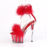 Rouge 18 cm ADORE-724F sandales  talons hauts et plumes pole dance