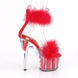 Rouge 18 cm ADORE-724F sandales  talons hauts et plumes pole dance