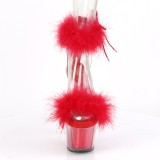 Rouge 18 cm ADORE-724F sandales  talons hauts et plumes pole dance