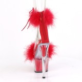 Rouge 18 cm ADORE-724F sandales  talons hauts et plumes pole dance