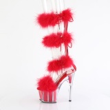 Rouge 18 cm ADORE-728F sandales  talons hauts et plumes pole dance