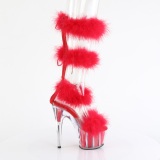 Rouge 18 cm ADORE-728F sandales  talons hauts et plumes pole dance